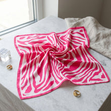Load image into Gallery viewer, Silky Square Pink Zebra Print Fashion Scarf
