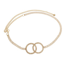 Load image into Gallery viewer, Gold Embellished Double Circle Chain Belt
