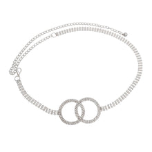 Load image into Gallery viewer, Silver Embellished Double Circle Chain Belt
