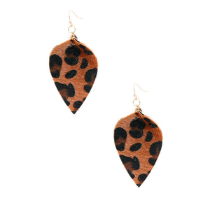 Small Leopard Fur Leaf Earrings