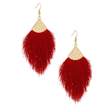 Load image into Gallery viewer, Burgundy Silk Tassel Fish Hook Earrings
