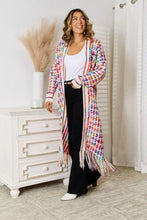 Load image into Gallery viewer, Multicolored Open Front Fringe Hem Cardigan
