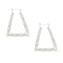 Load image into Gallery viewer, Silver Bling Trapezoid Bamboo Hoops
