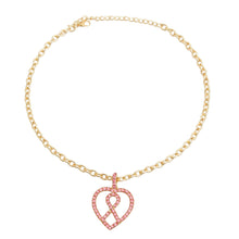 Load image into Gallery viewer, Pink Ribbon Pink Heart Necklace
