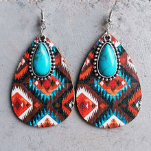 Load image into Gallery viewer, Artificial Turquoise Geometric Teardrop Earrings
