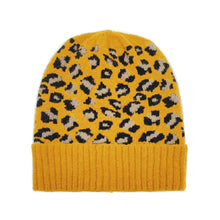 Load image into Gallery viewer, Mustard Leopard Cuff Beanie
