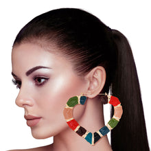 Load image into Gallery viewer, Multi Color Heart Bamboo Hoops
