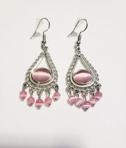 Pink Moonstone Dangle Earrings