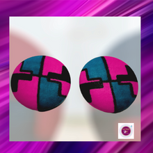 Load image into Gallery viewer, Artisan Collection Multi-colored Button Earrings African Ankara
