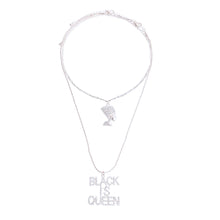 Load image into Gallery viewer, Silver Double Chain Black is Queen Necklace
