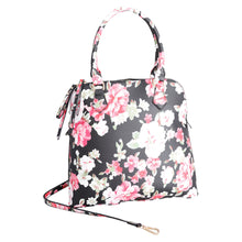 Load image into Gallery viewer, Black Floral Tall Dome Satchel Bag Set
