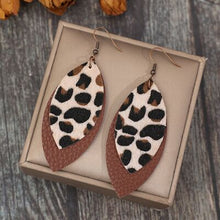Load image into Gallery viewer, Leaf Shape Leather Dangle Earrings
