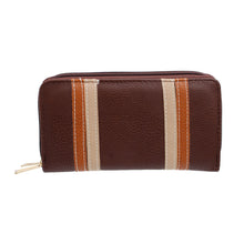 Load image into Gallery viewer, Dark Brown Striped Double Zipper Wallet
