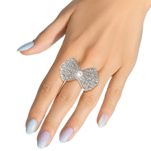 Load image into Gallery viewer, Silver Rhinestone Bow Ring
