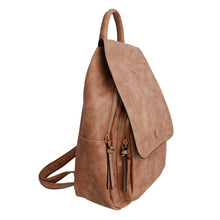 Load image into Gallery viewer, Light Brown Flap Convertible Backpack Bag
