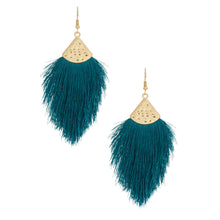 Load image into Gallery viewer, Teal Silk Tassel Fish Hook Earrings
