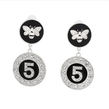 Load image into Gallery viewer, Silver and Black Bee 5 Charm Earrings
