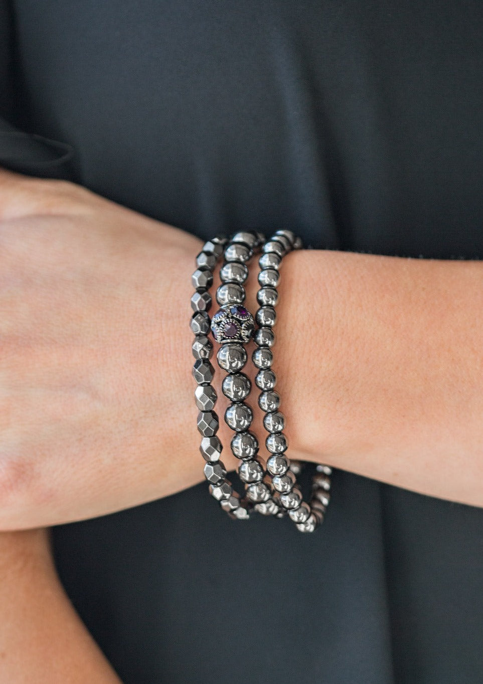 Noticeably Noir - Purple Gunmetal Bracelets - B0630