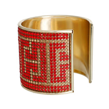 Load image into Gallery viewer, Radiant Red Greek Key Cuff - Bespoke Gold
