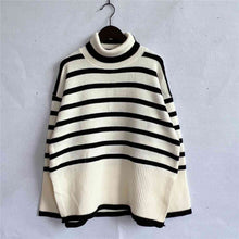 Load image into Gallery viewer, Striped Turtleneck Flare Sleeve Sweater
