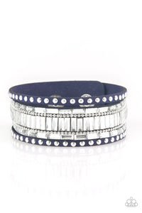 Rock Star Rocker - Blue Rhinestone Wrap Bracelet