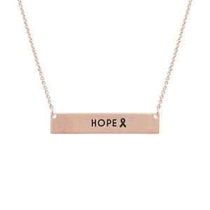 Rose Gold Ribbon HOPE Plate Necklace