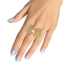 Load image into Gallery viewer, Gold Rhinestone Bow Ring
