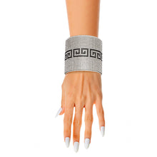 Load image into Gallery viewer, Greek Key Glamour Cuff - Silver Stripe
