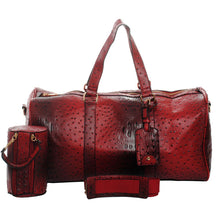 Load image into Gallery viewer, Red Ostrich Weekender Duffel Bag
