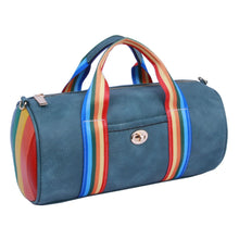 Load image into Gallery viewer, Blue Rainbow Strap Barrel Handbag
