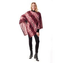 Load image into Gallery viewer, Dark Pink Animal Print Fur Poncho
