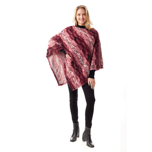 Dark Pink Animal Print Fur Poncho