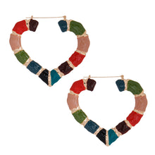 Load image into Gallery viewer, Multi Color Heart Bamboo Hoops
