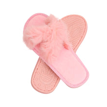 Load image into Gallery viewer, Size Small Pink Fur Slippers
