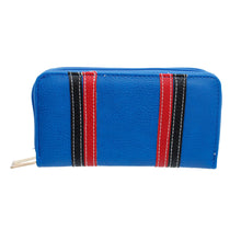 Load image into Gallery viewer, Blue Striped Double Zipper Wallet
