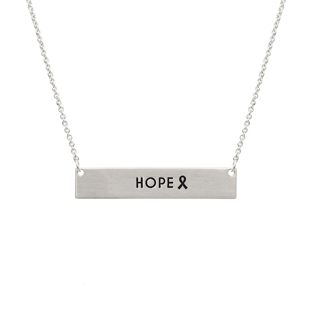 Silver Ribbon HOPE Plate Necklace