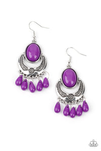 Prairie Flirt - Purple Fringe Earrings - E0525