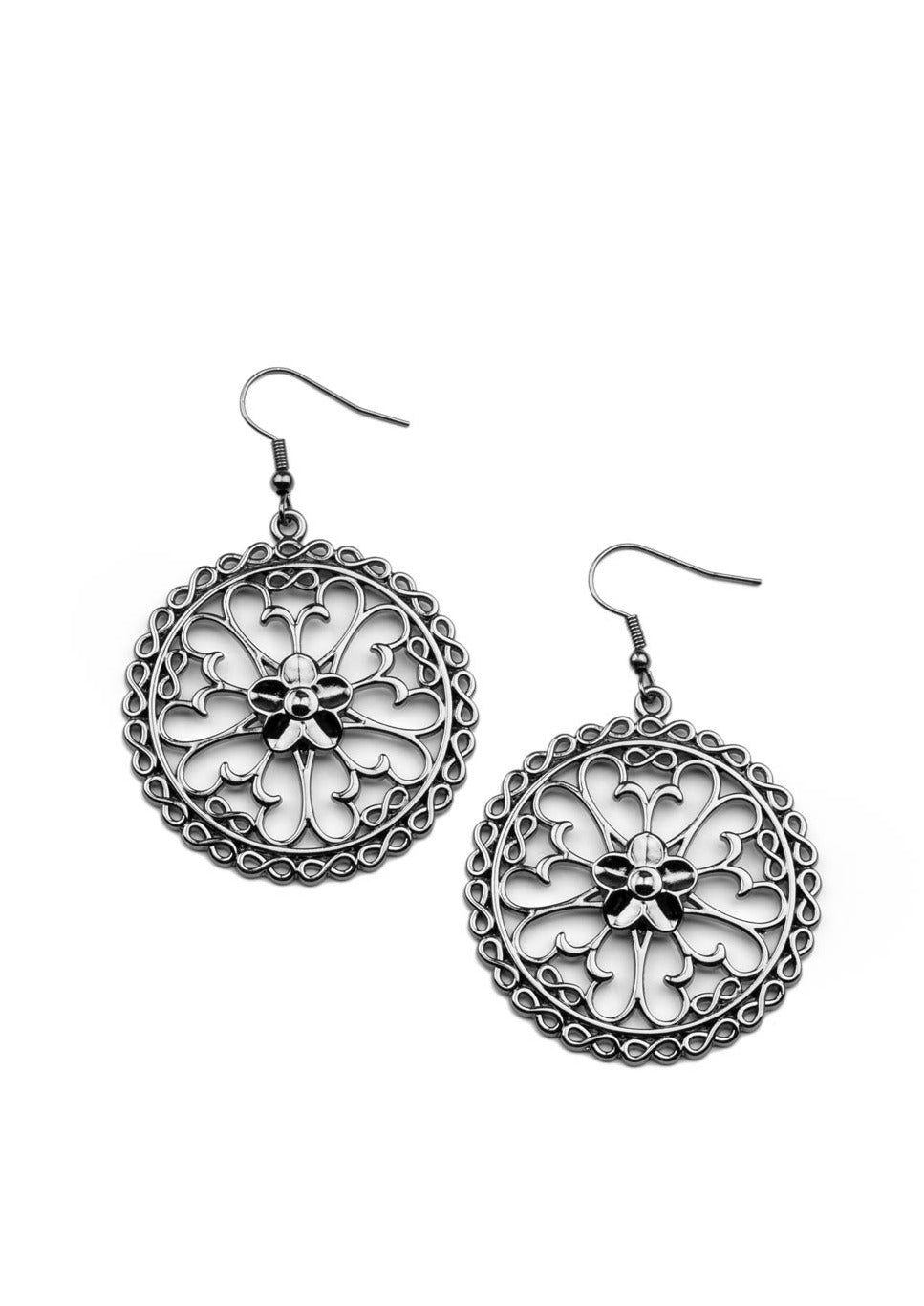 Floral Fortunes - Black Earrings - E0708