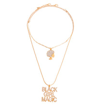 Load image into Gallery viewer, Gold Double Chain Black Girl Magic Necklace
