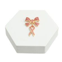 Load image into Gallery viewer, Double Pink Ribbon Gold Brooch
