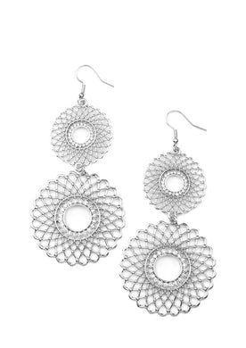 Regal Roulette - White Earrings - Paparazzi