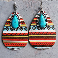 Load image into Gallery viewer, Artificial Turquoise Geometric Teardrop Earrings
