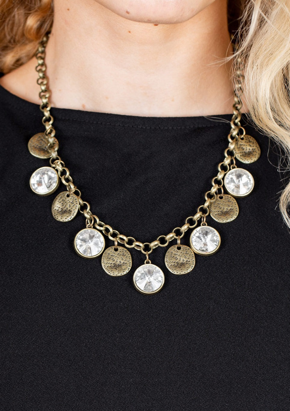 Spot On Sparkle - Brass Necklace - N0923