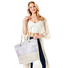 Load image into Gallery viewer, Iridescent White Leopard Print Beach Tote
