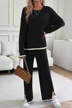 Load image into Gallery viewer, Contrast Trim Round Neck Top and Pants Set
