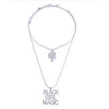 Load image into Gallery viewer, Silver Double Chain Black Girl Magic Necklace
