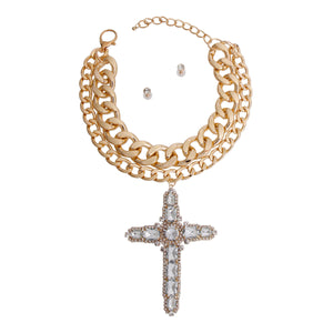 Chunky Gold Jumbo Cross Necklace