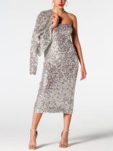 Load image into Gallery viewer, Sequin Cardigan and Straight Dress Set
