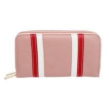 Load image into Gallery viewer, Pink Striped Double Zipper Wallet
