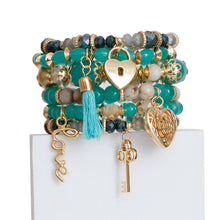 Load image into Gallery viewer, Mint Bead Love Charm Bracelets

